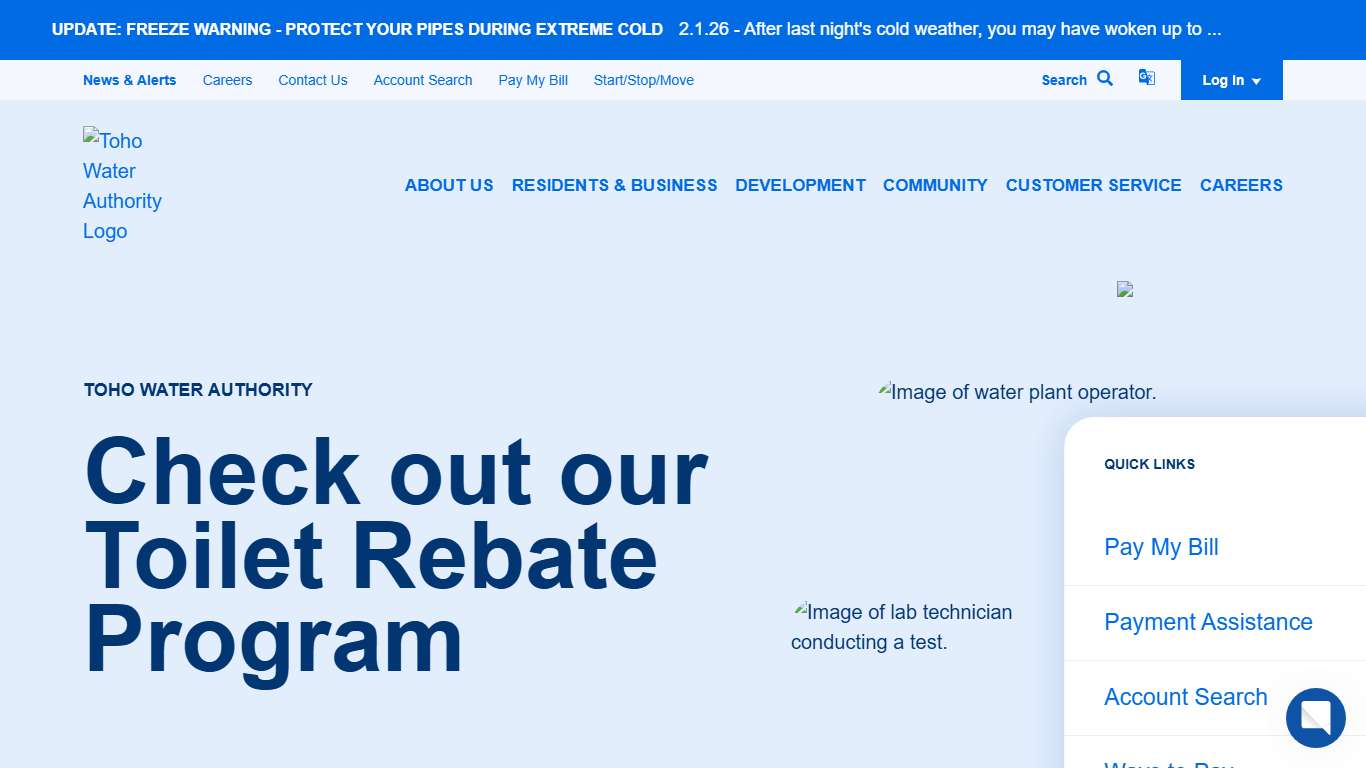 Homepage Toho Water Authority